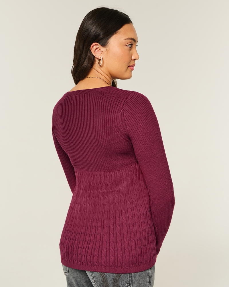 maglione a maniche lunghe con colletto quadrato in stile peter pan
