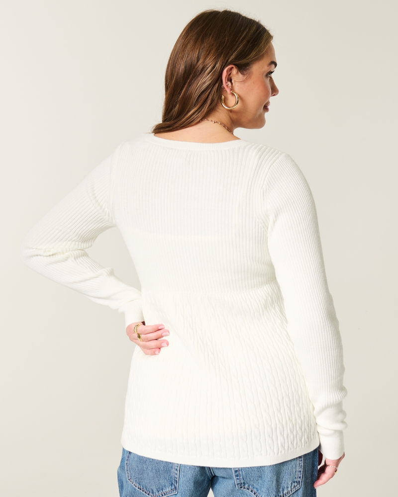 maglione a maniche lunghe con colletto quadrato in stile peter pan