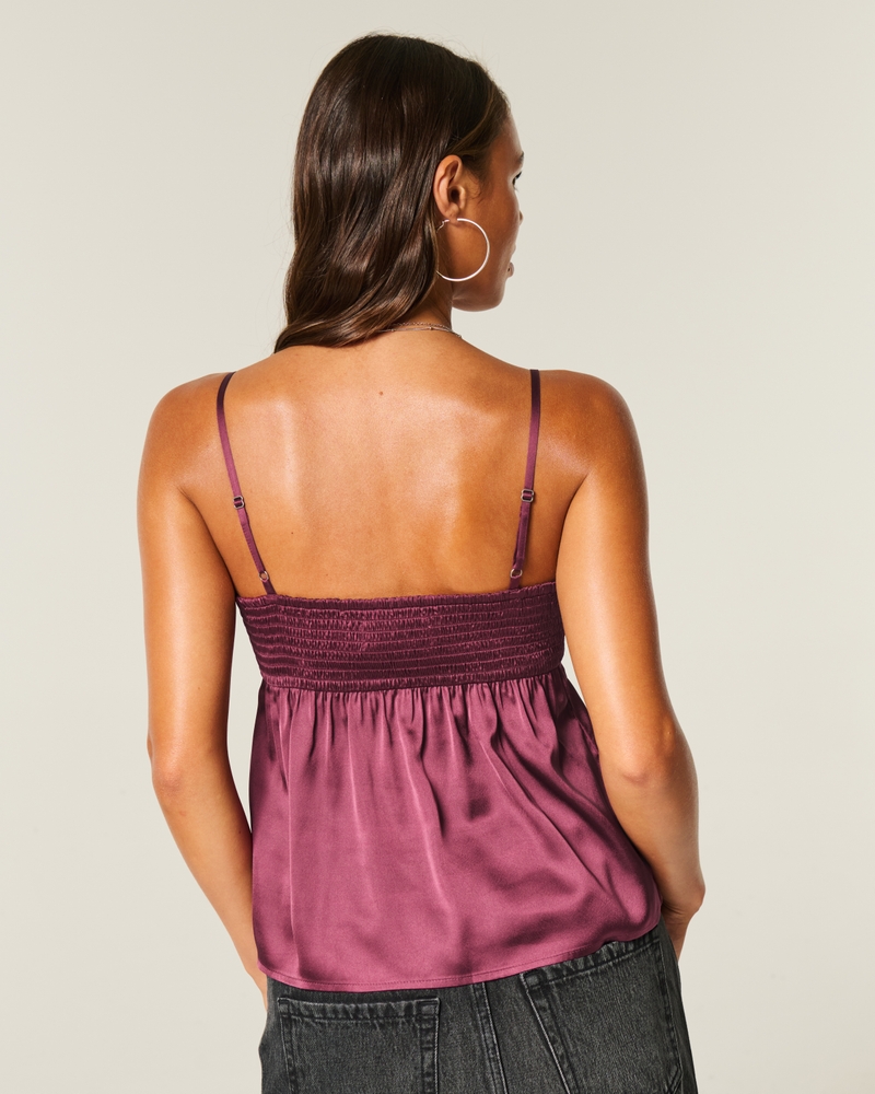 canotta casual in raso con pizzo
