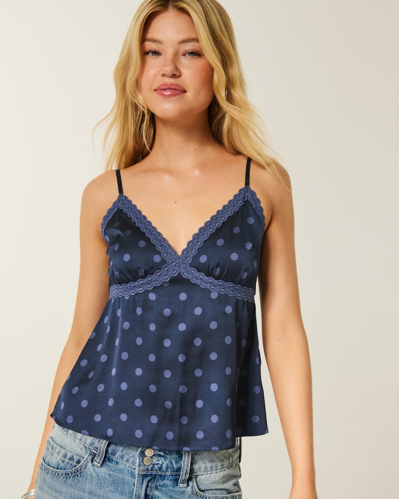 canotta casual in raso con pizzo