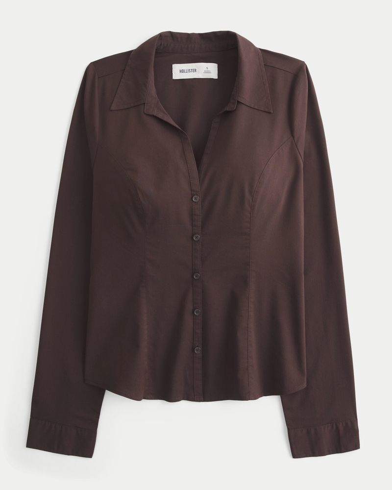 camicia in popeline con bottoni