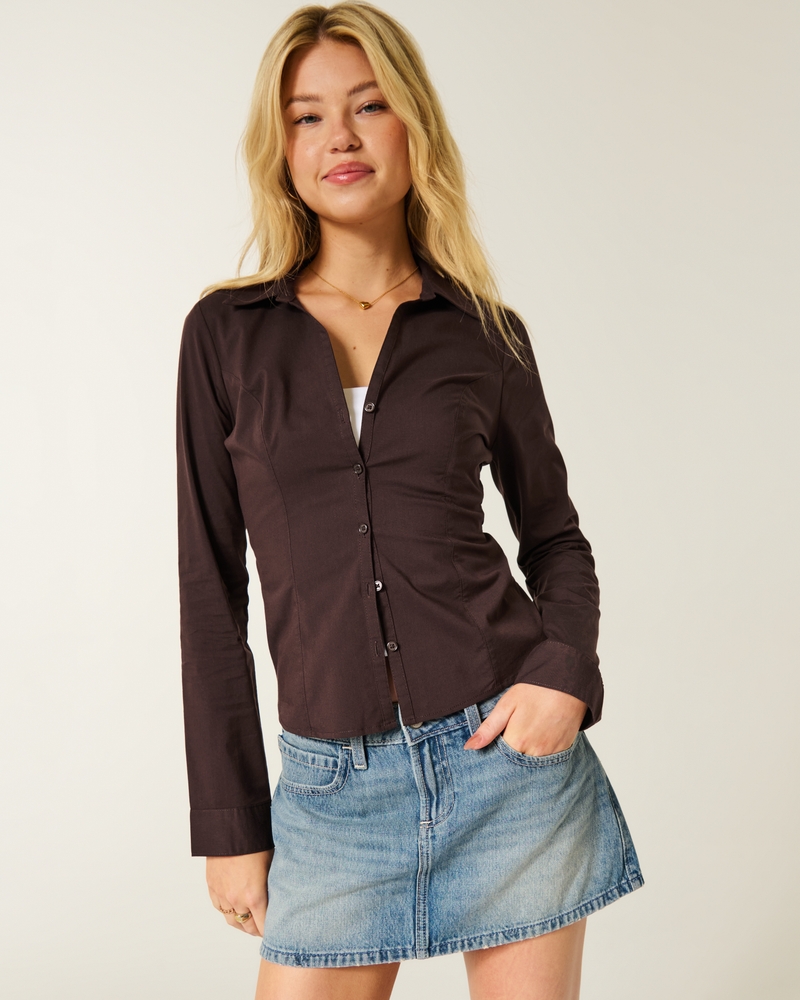 camicia in popeline con bottoni