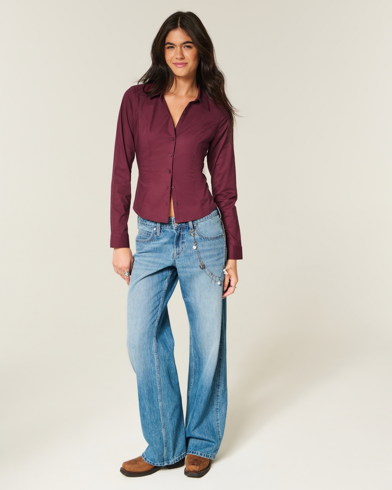 camicia in popeline con bottoni