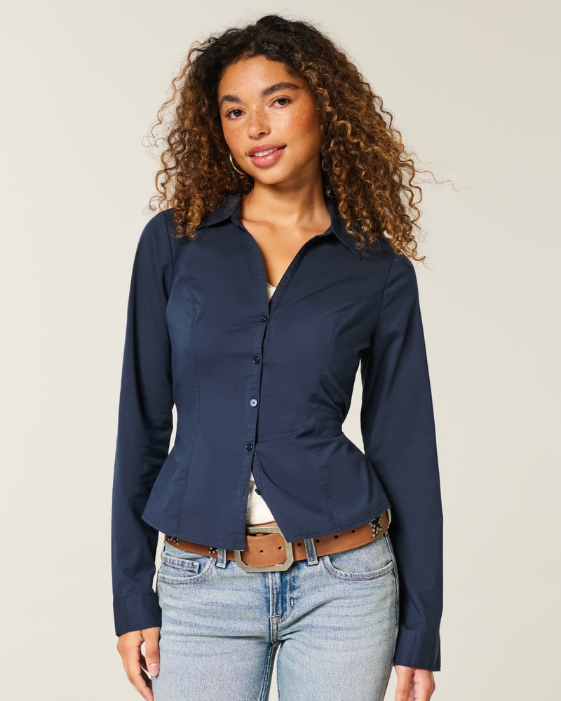 camicia in popeline con bottoni