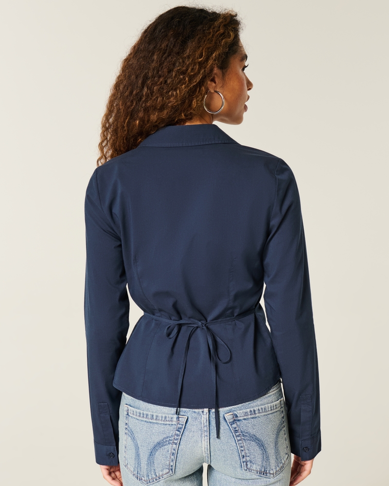 camicia con bottoni in popeline elastico