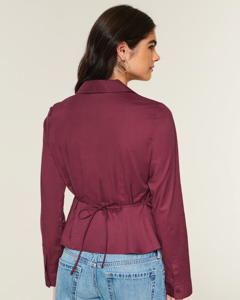 camicia con bottoni in popeline elastico