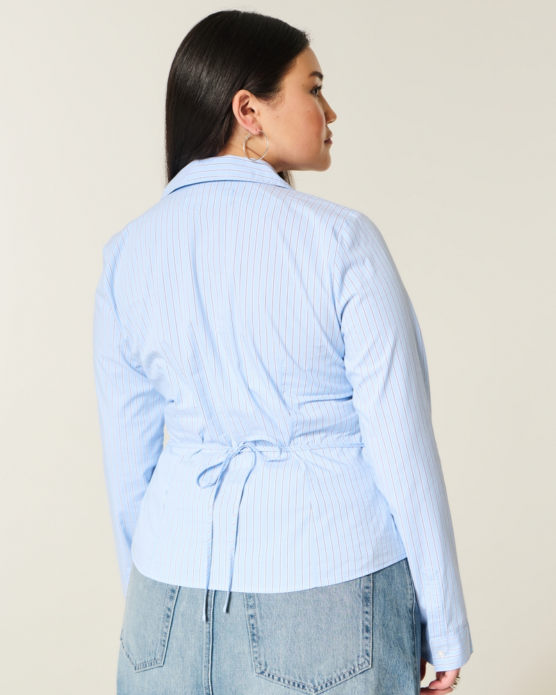 camicia con bottoni in popeline elastico