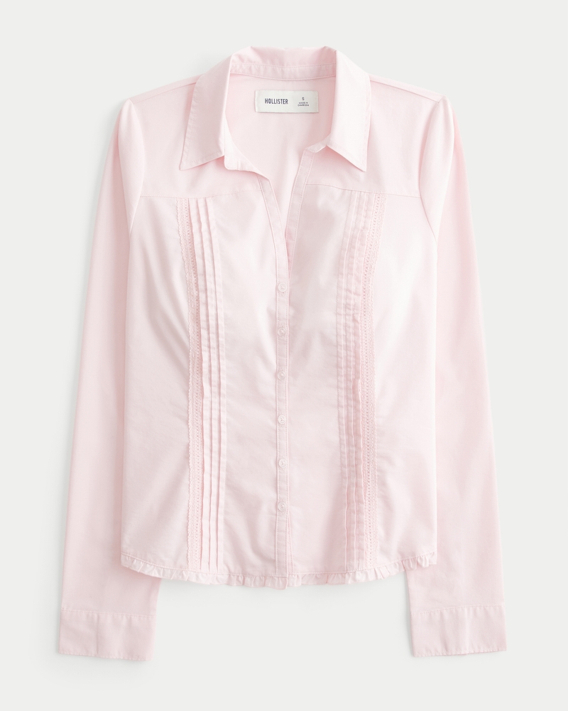 camicia con bottoni e pizzo
