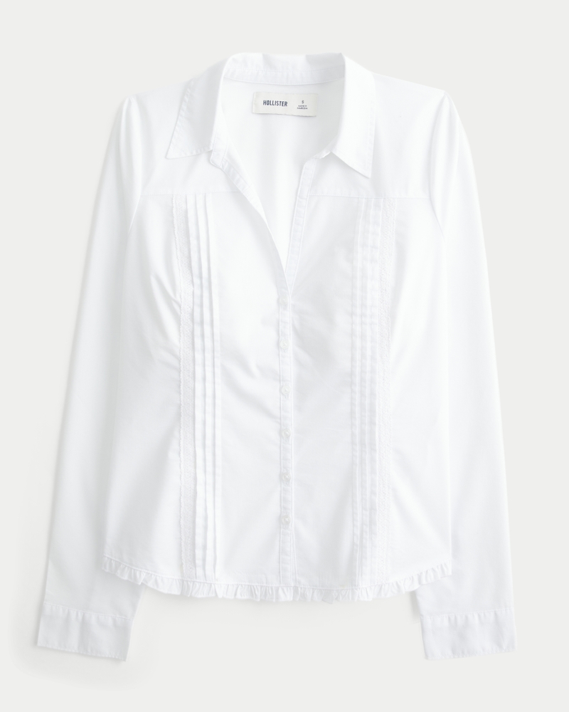 camicia con bottoni e pizzo