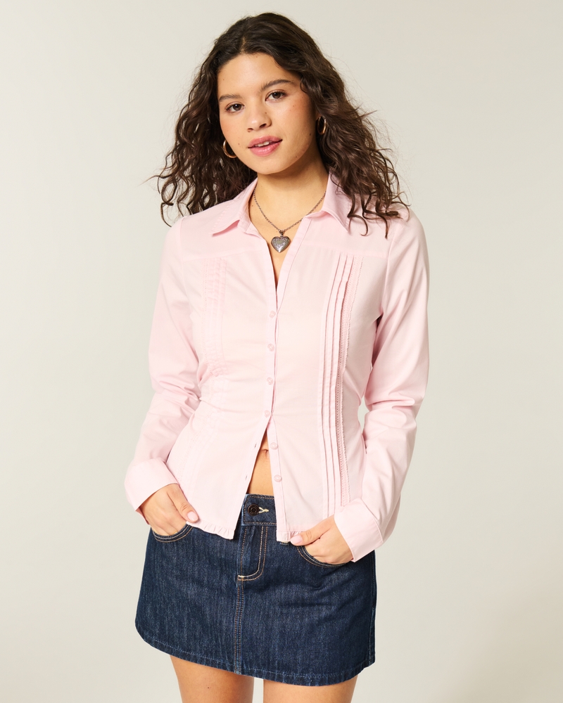 camicia con bottoni e pizzo