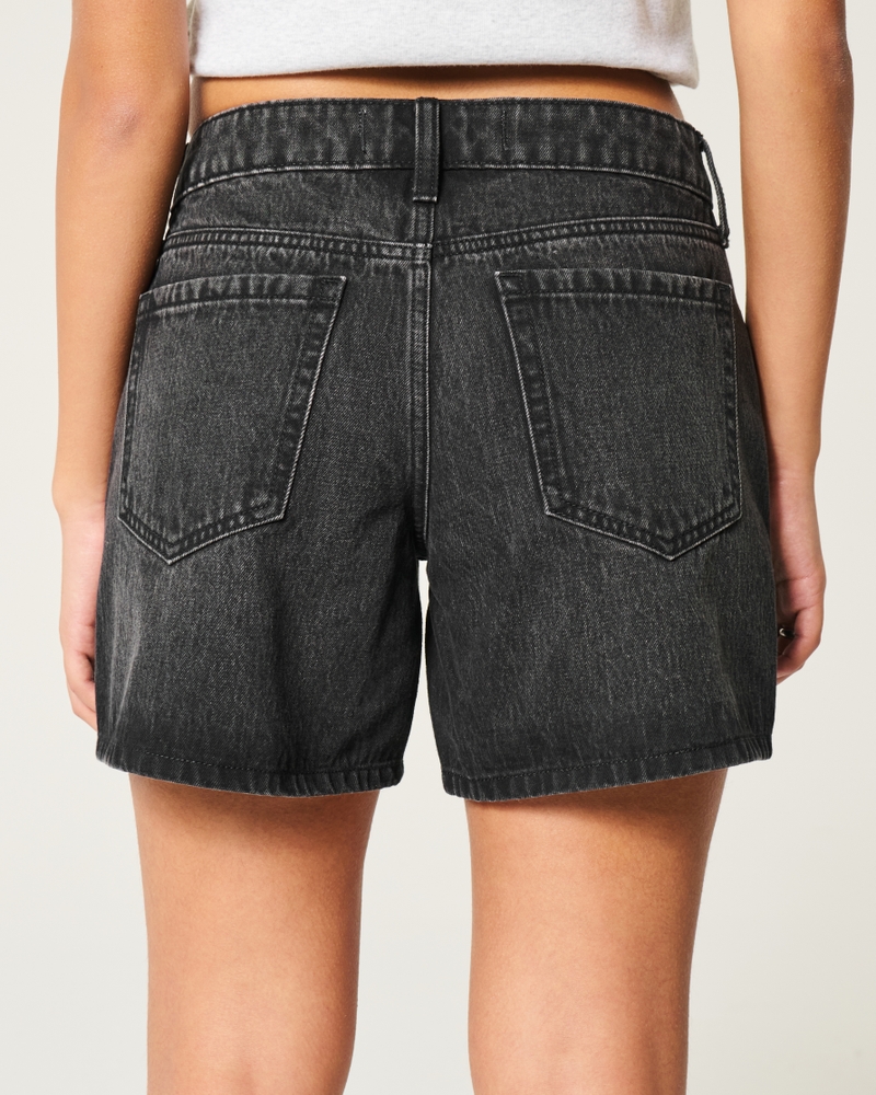 pantaloncini in denim larghi neri lavati a vita bassa 13 cm