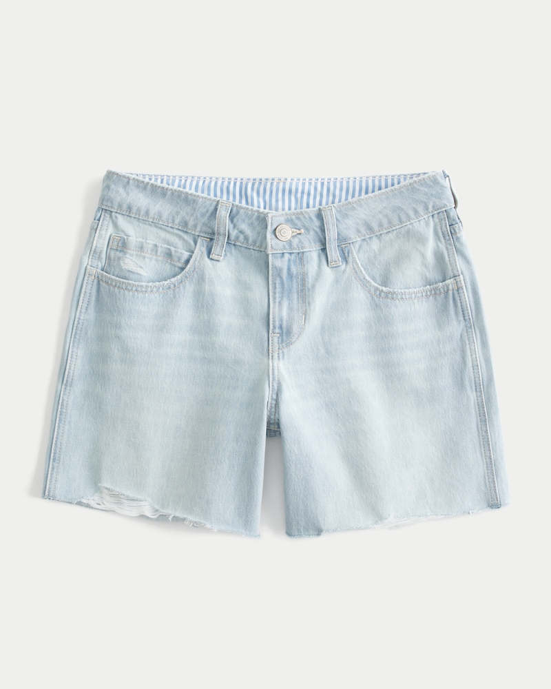 pantaloncini in denim larghi neri lavati a vita bassa 13 cm