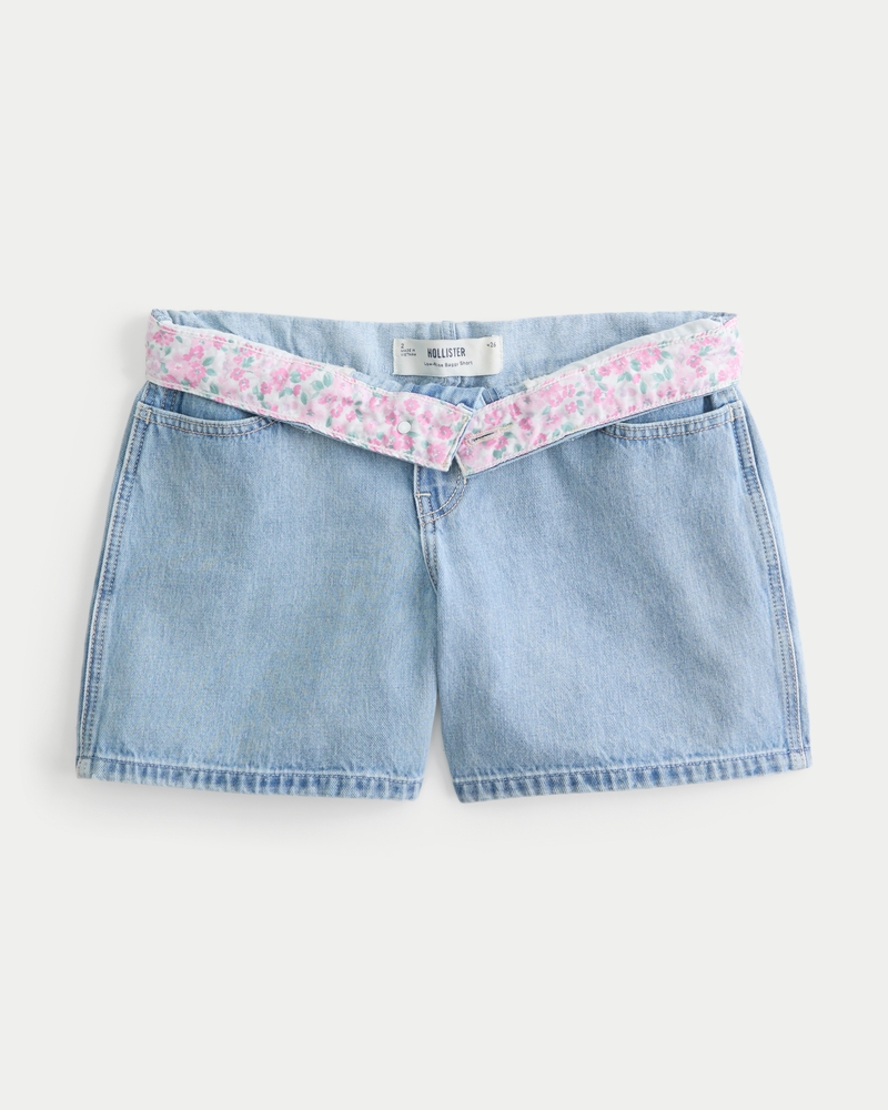 pantaloncini in denim a vita bassa lavaggio chiaro e vestibilità ampia 13 cm