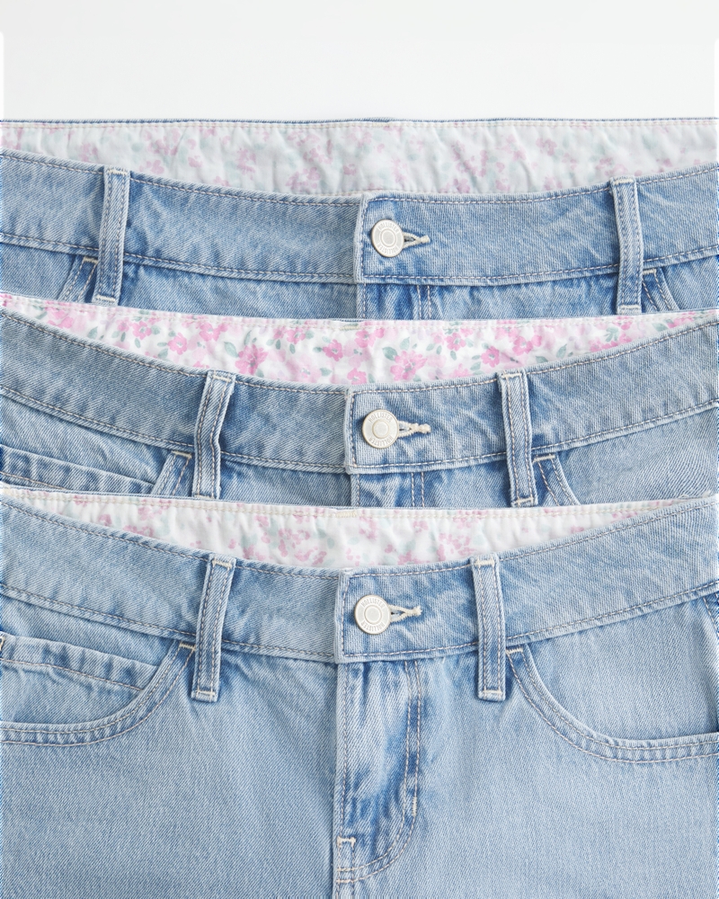 pantaloncini in denim a vita bassa lavaggio chiaro e vestibilità ampia 13 cm