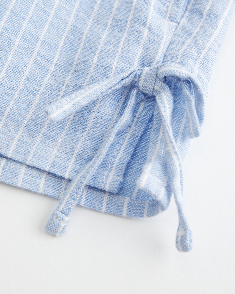 pantaloncini morbidi in misto lino con fiocco laterale
