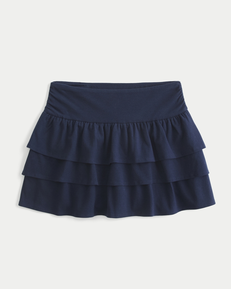minigonna con pantaloni in maglia arricciata