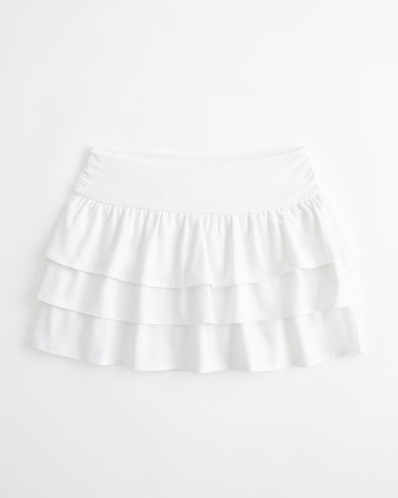 minigonna con pantaloni in maglia arricciata