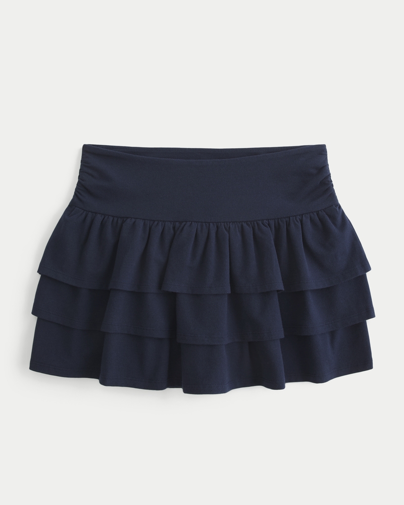 minigonna con pantaloni in maglia arricciata