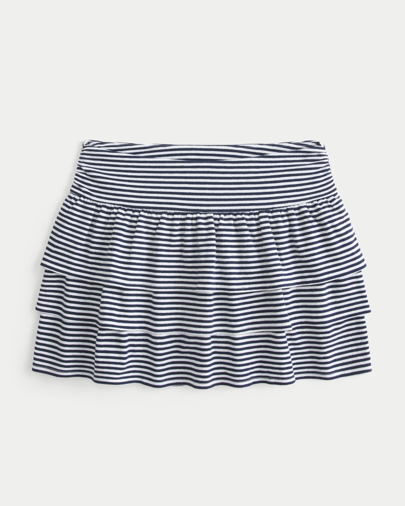 minigonna con pantaloni in maglia arricciata