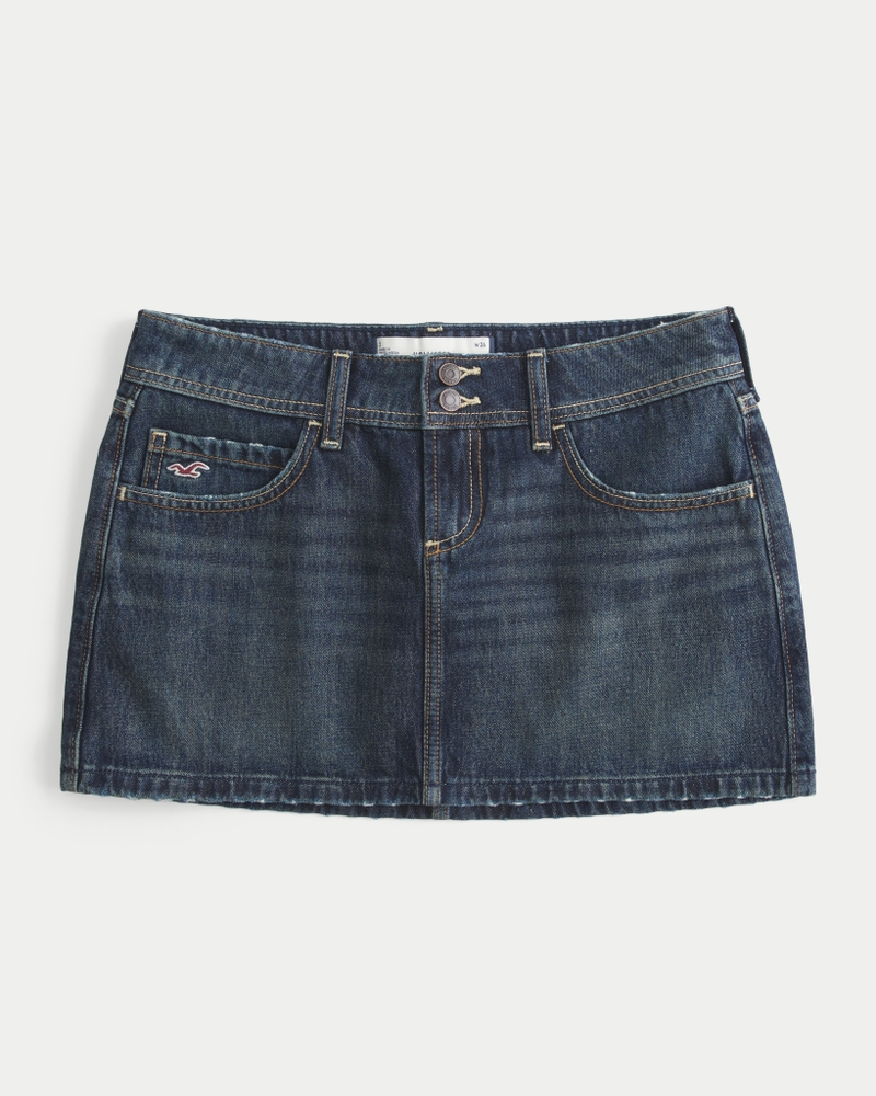 minigonna in denim scuro lavato a vita bassa