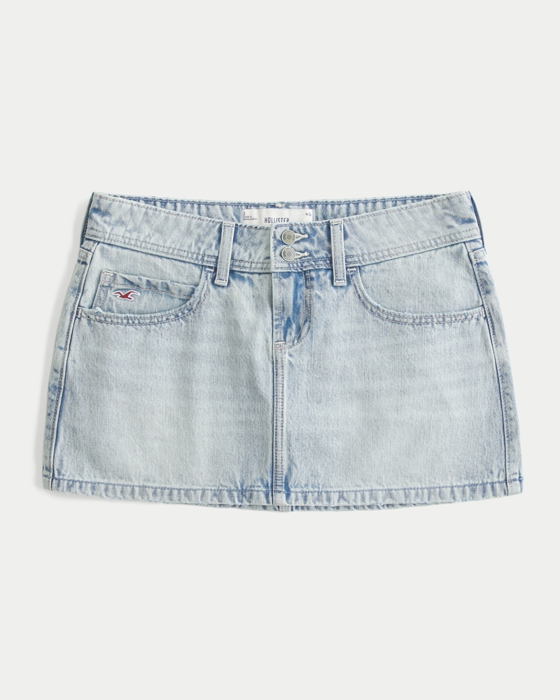 minigonna in denim scuro lavato a vita bassa