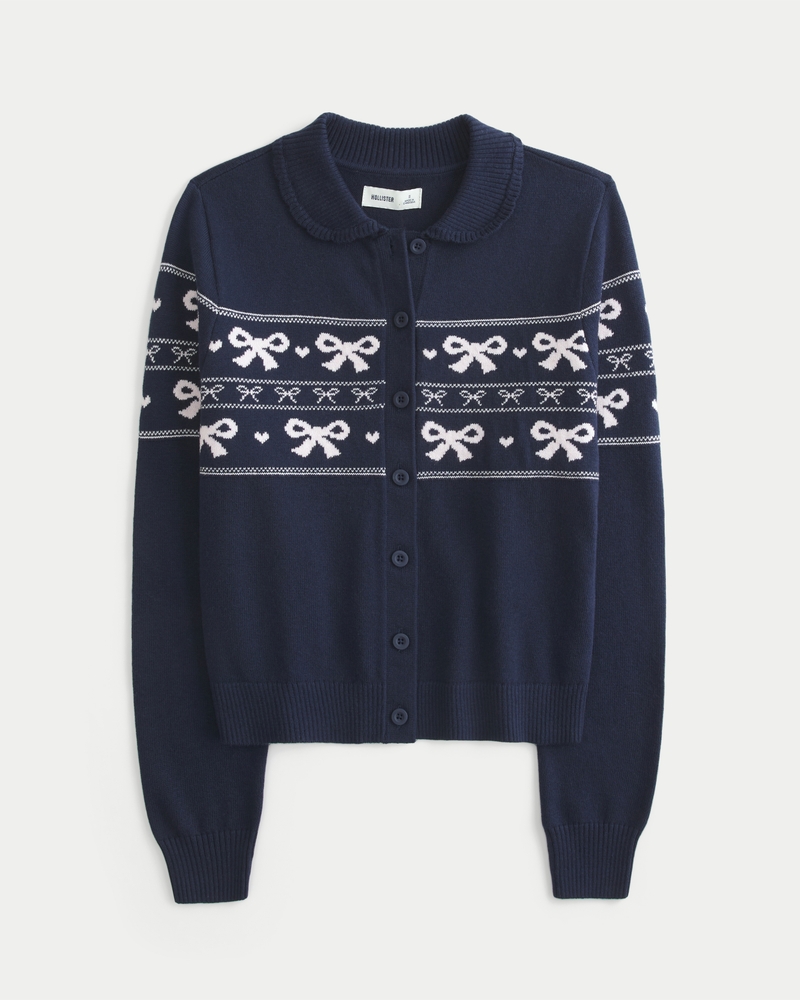 cardigan semplice con motivo a fiocco