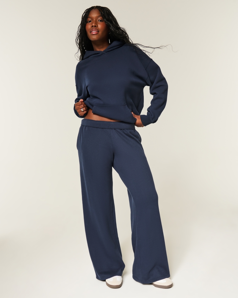 pantaloni della tuta a gamba larga con tasca a forma di cuore