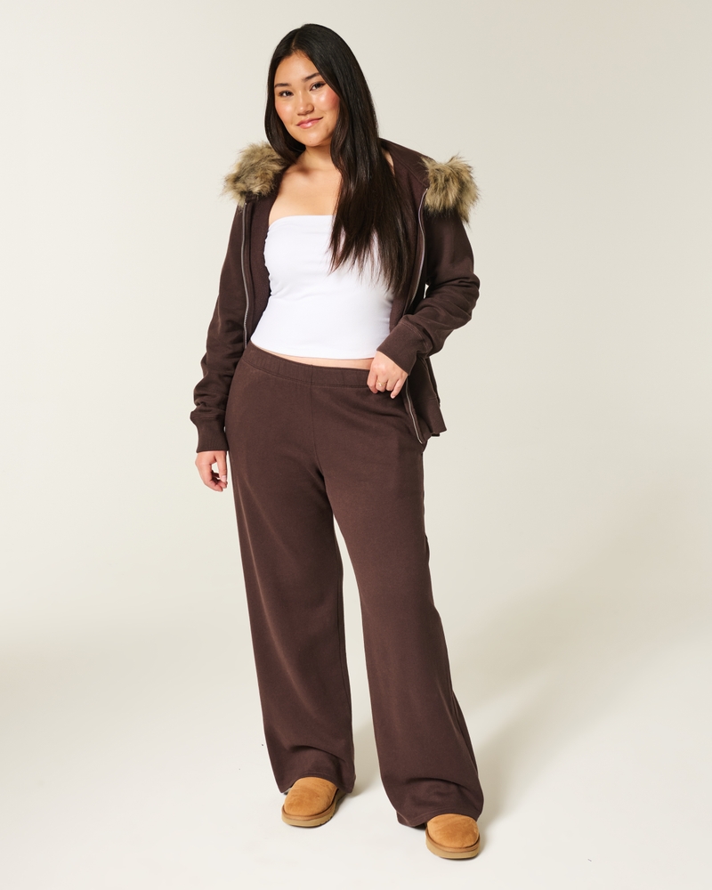 pantaloni della tuta a gamba larga con tasca a forma di cuore