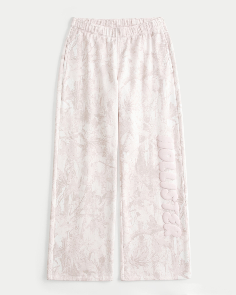 pantaloni della tuta mimetici rosa a gamba larga con motivo del logo