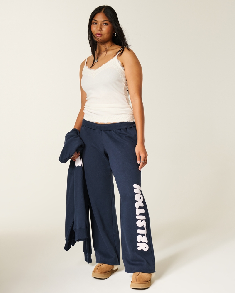 pantaloni della tuta mimetici rosa a gamba larga con motivo del logo