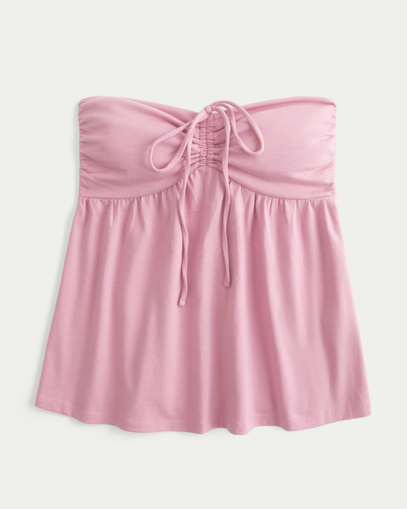 top babydoll senza spalline e aderente in vita