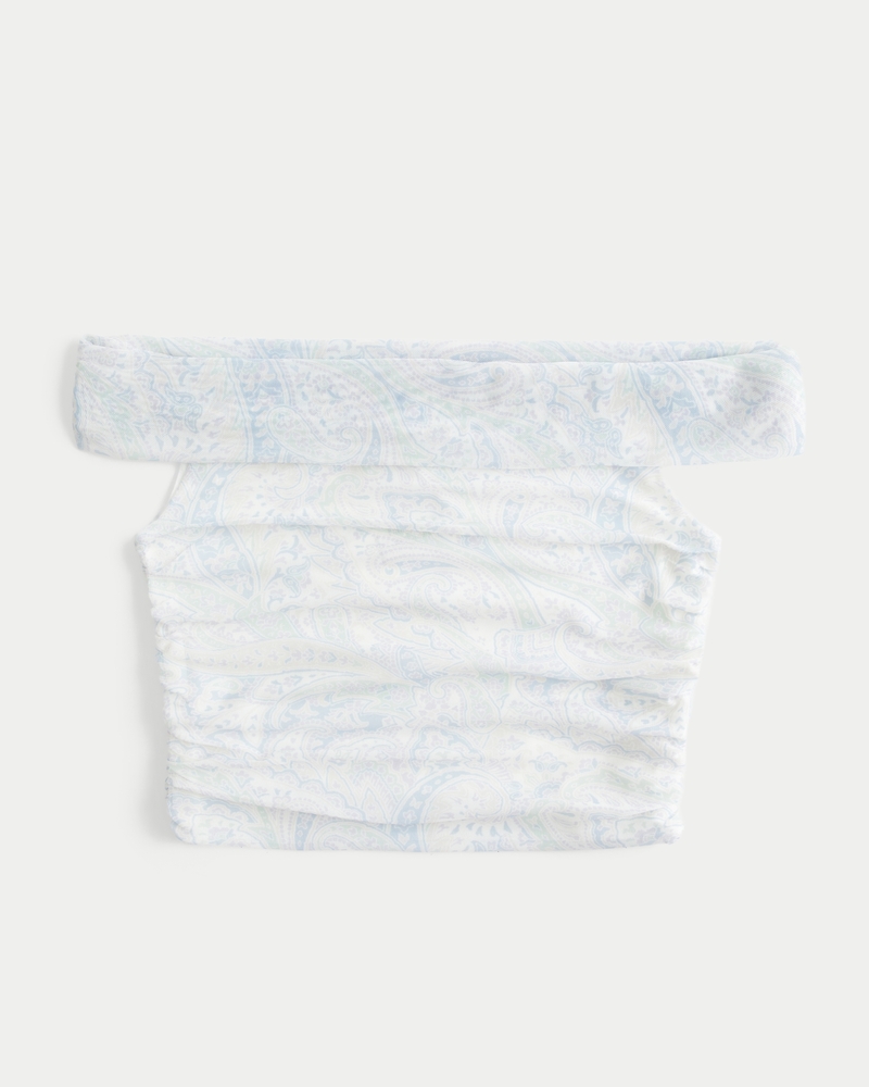top in rete con spalle scoperte e scollatura a v