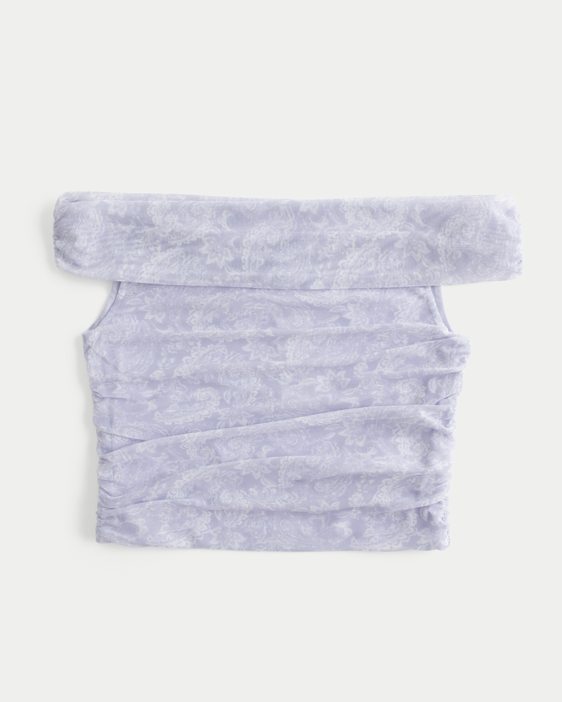 top in rete con spalle scoperte e scollatura a v