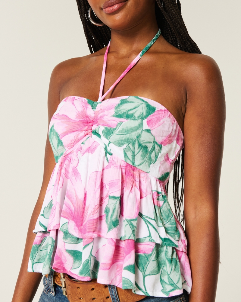 top babydoll multistrato con scollo allamericana