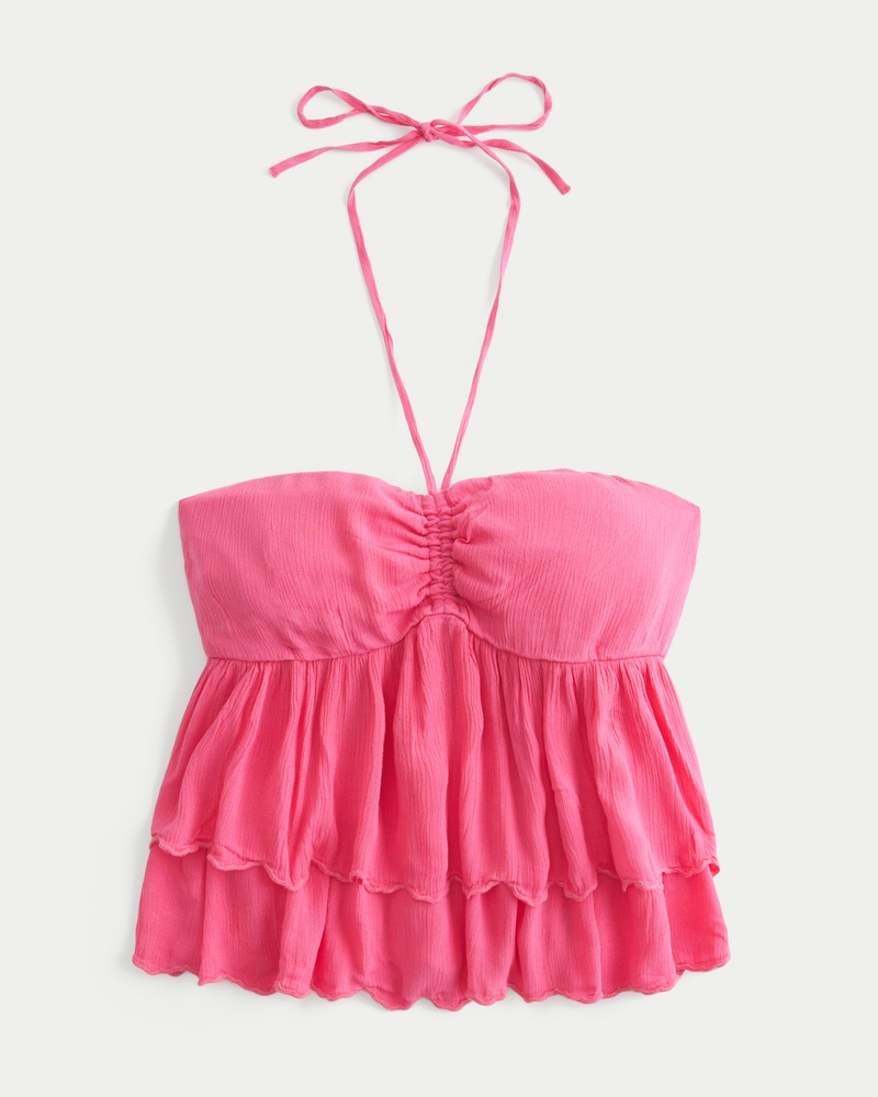 top babydoll multistrato con scollo allamericana