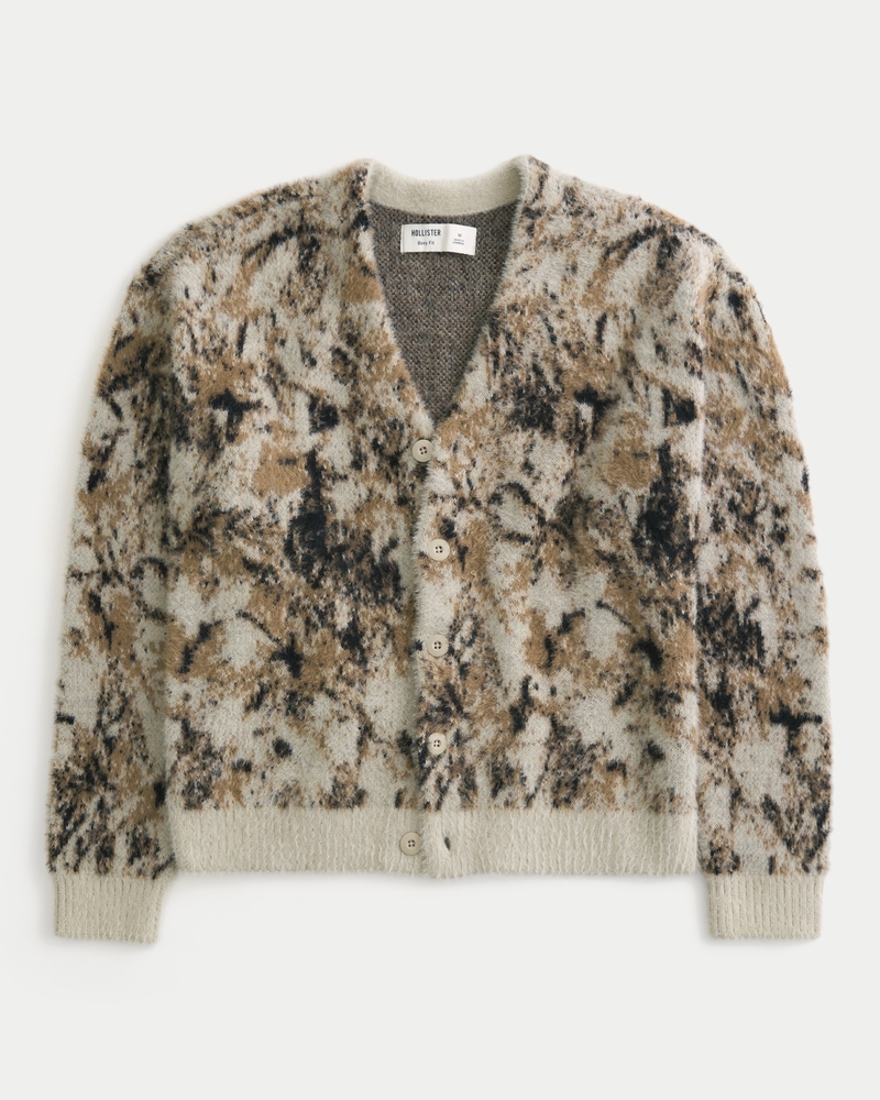cardigan in peluche dal taglio quadrato