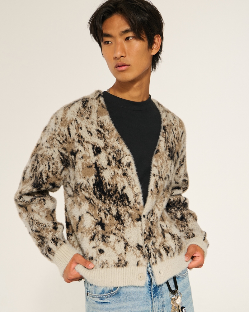cardigan in peluche dal taglio quadrato