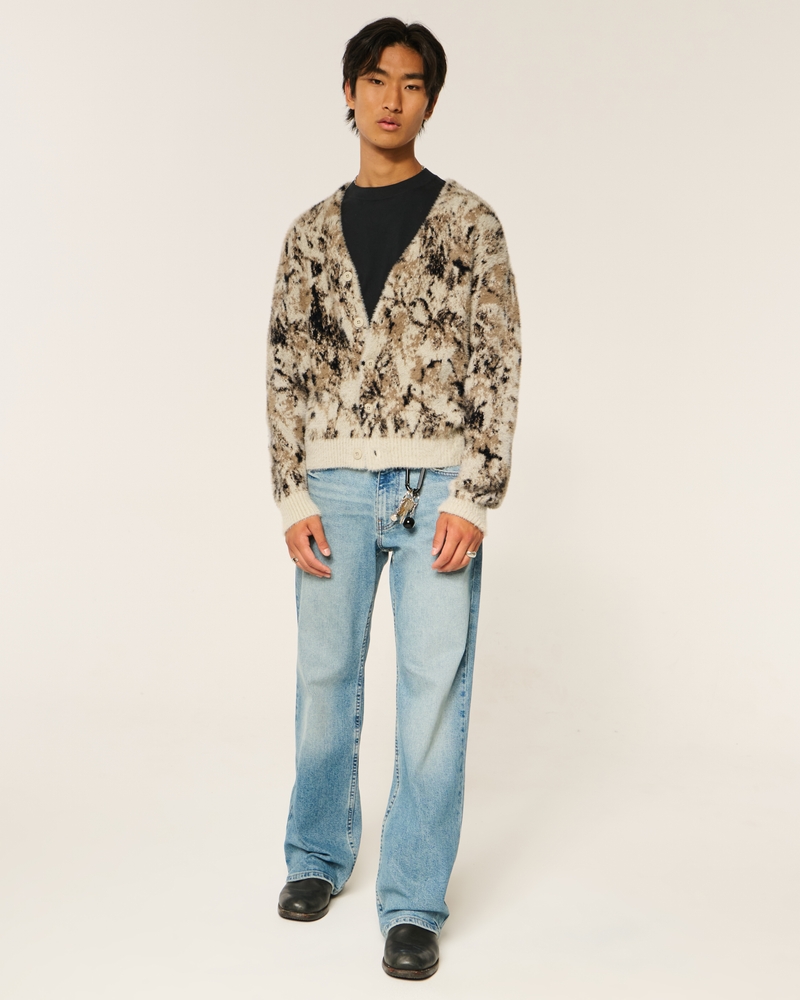 cardigan in peluche dal taglio quadrato