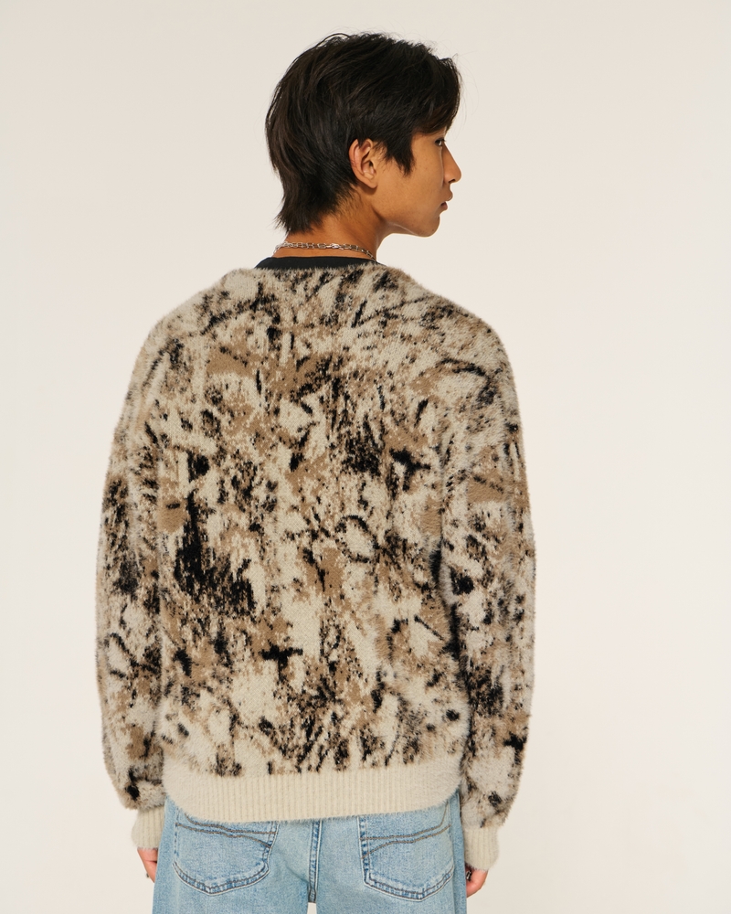 cardigan in peluche dal taglio quadrato