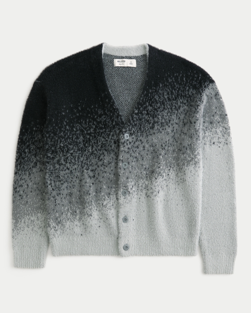cardigan in peluche dal taglio quadrato