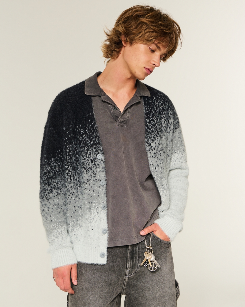 cardigan in peluche dal taglio quadrato