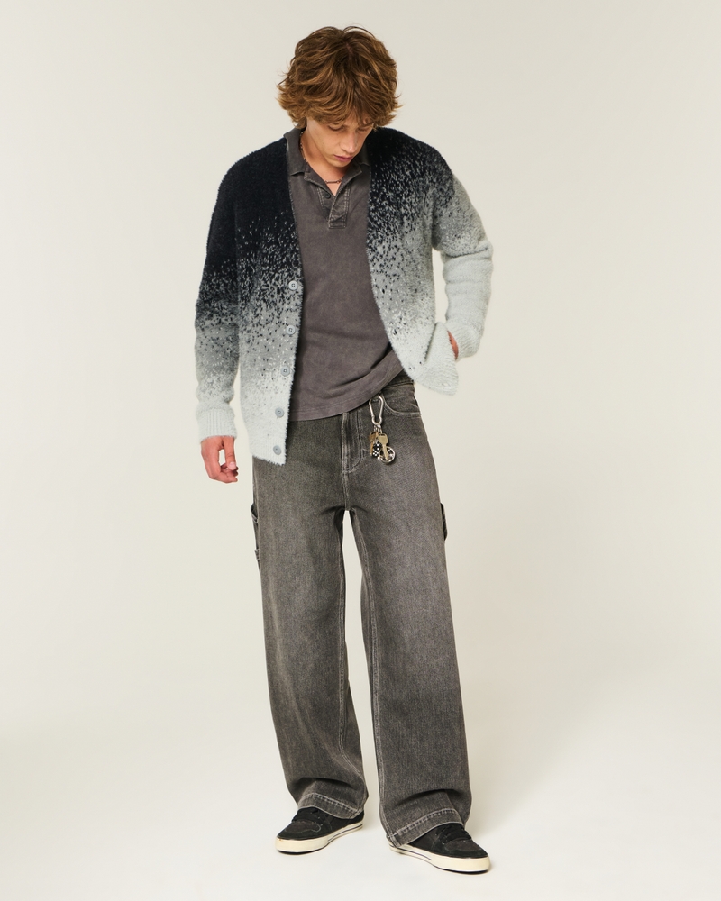 cardigan in peluche dal taglio quadrato