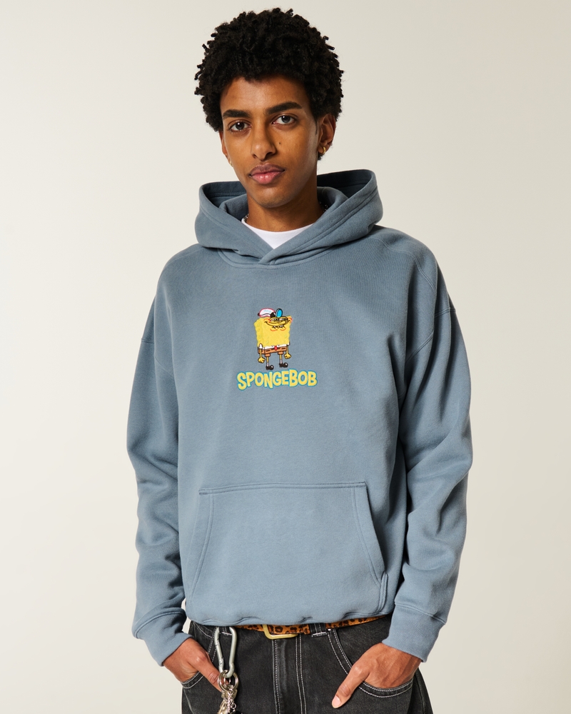felpa con cappuccio quadrata con motivo spongebob squarepants