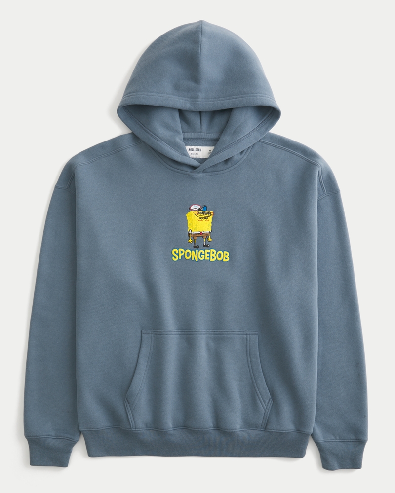 felpa con cappuccio quadrata con motivo spongebob squarepants