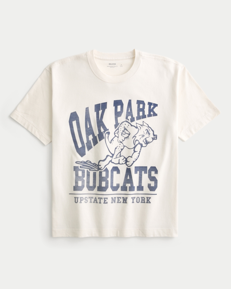 t-shirt grafica oak park bobcats resistente e dalla vestibilità quadrata