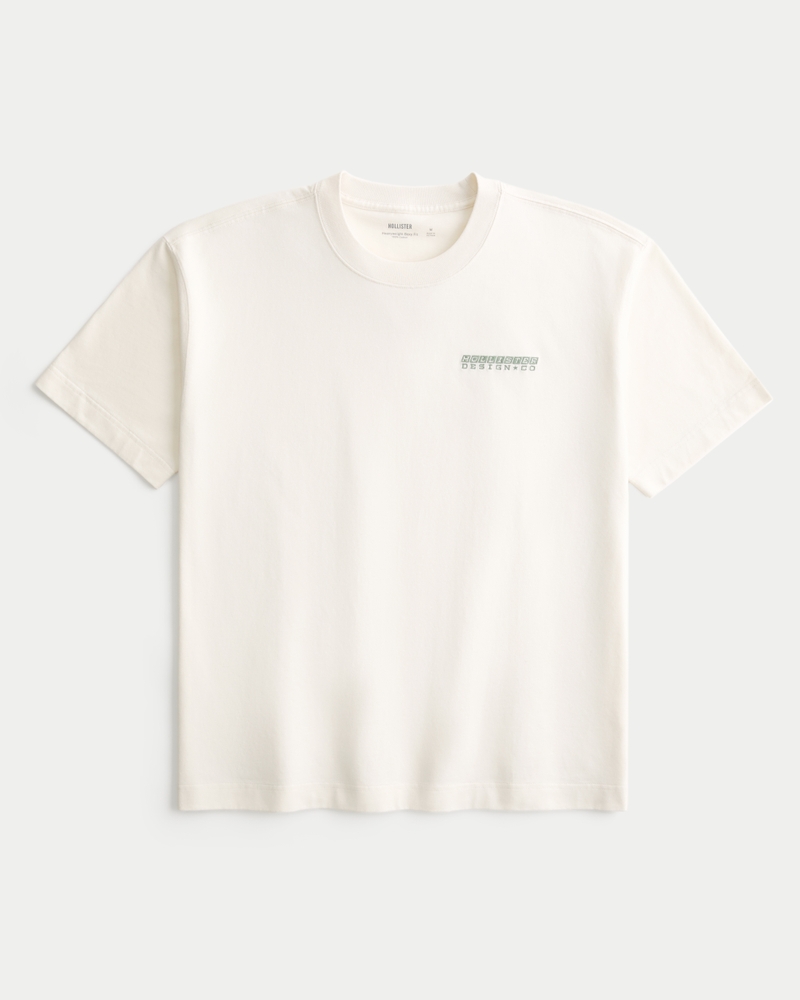 t-shirt con logo girocollo spessa e squadrata