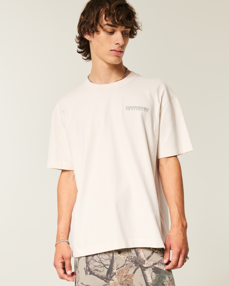 t-shirt con logo girocollo spessa e squadrata