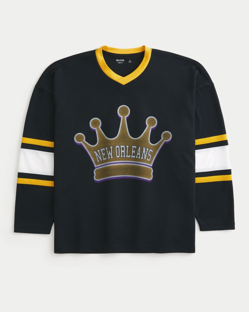 maglia da hockey su ghiaccio ampia con motivo new orleans