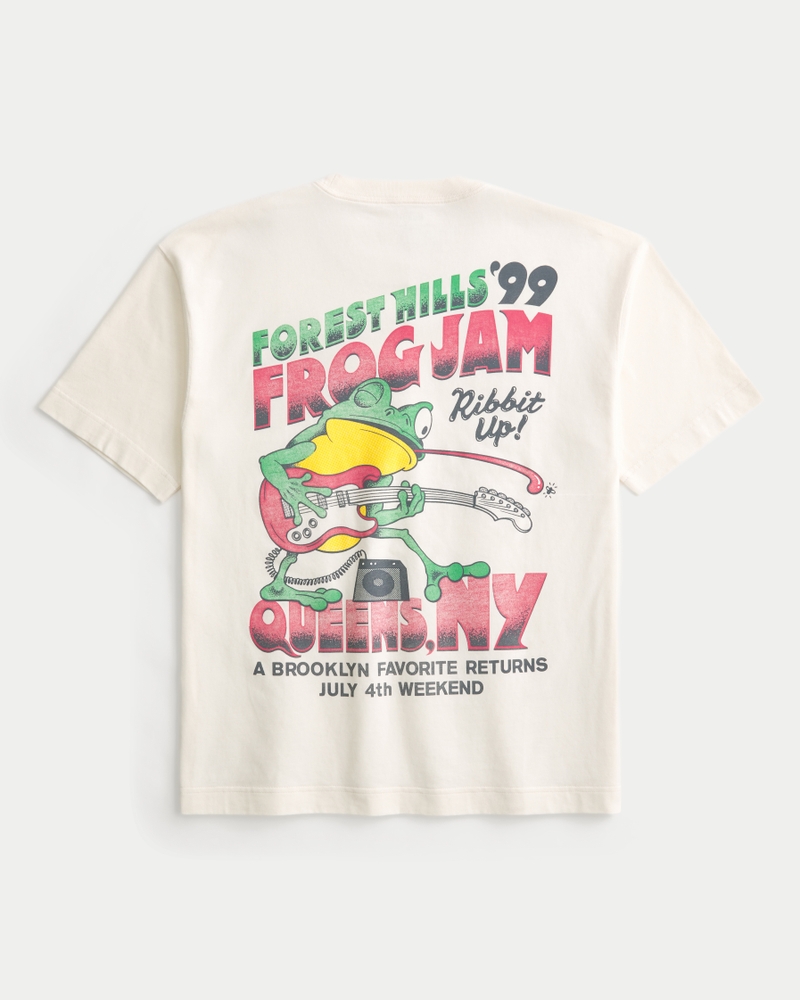 maglietta larga e pesante con grafica forest hills frog jam