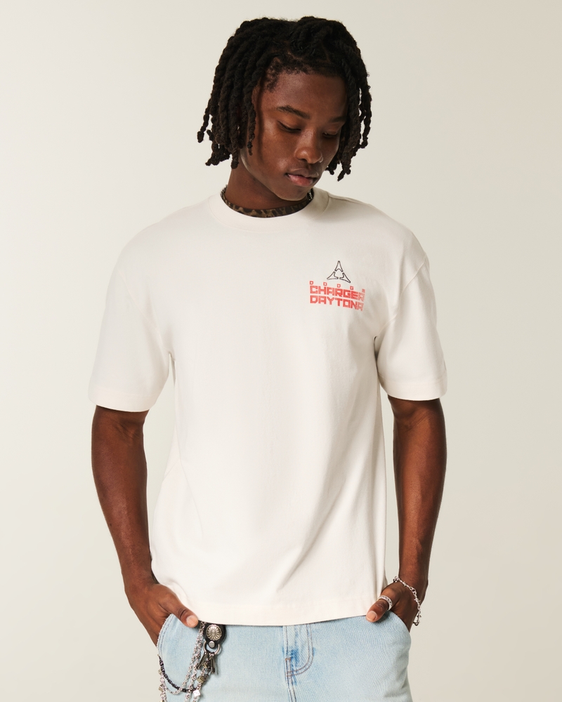 t-shirt pesante con grafica dodge charger daytona vestibilità quadrata